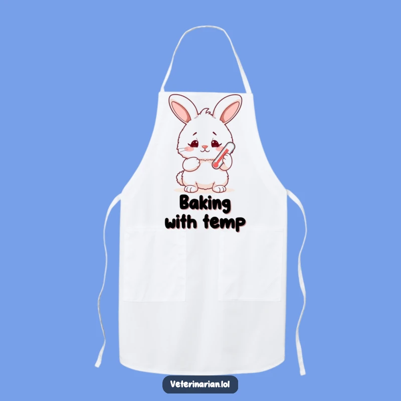 Funny Bunny Thermometer Apron: Cook with Cuteness! Concerned but Happy Bunny!