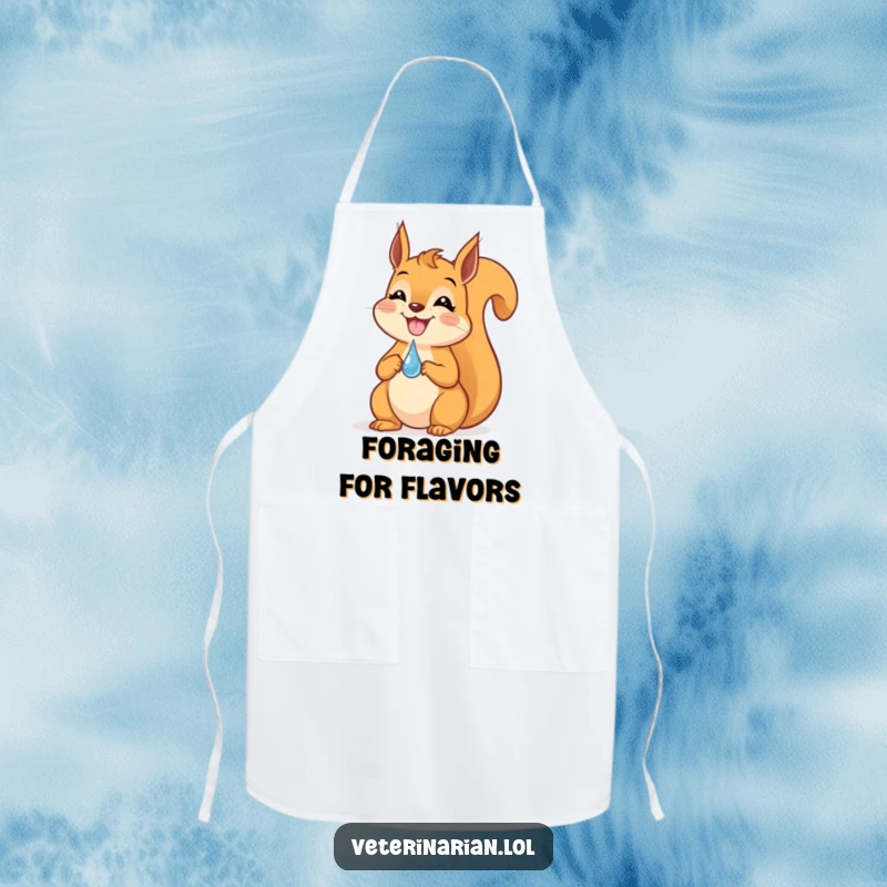 Funny Squirrel Dropper Apron: A cooking apron featuring a grinning squirrel expertly balancing a tiny dropper on its nose.