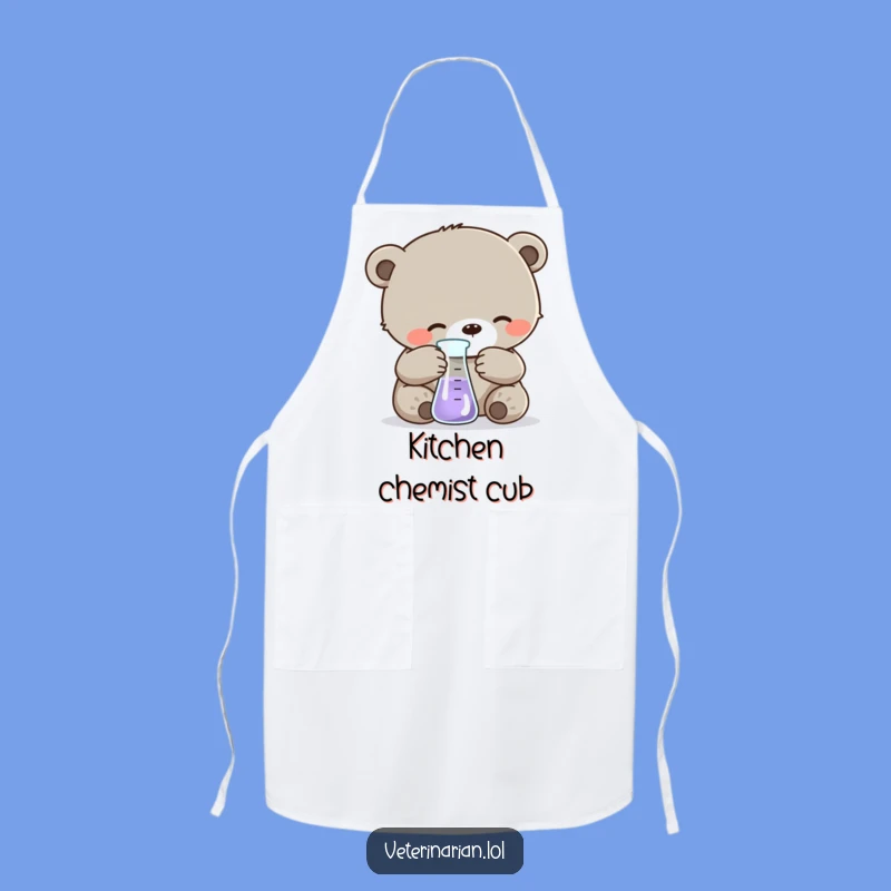 Funny Bear Cub Science Apron: Adorable Kitchen Wear for Budding Scientists