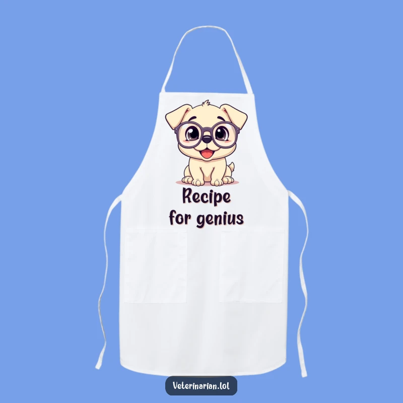 Funny Puppy Glasses Apron: Cook with Charm and Canine Intelligence