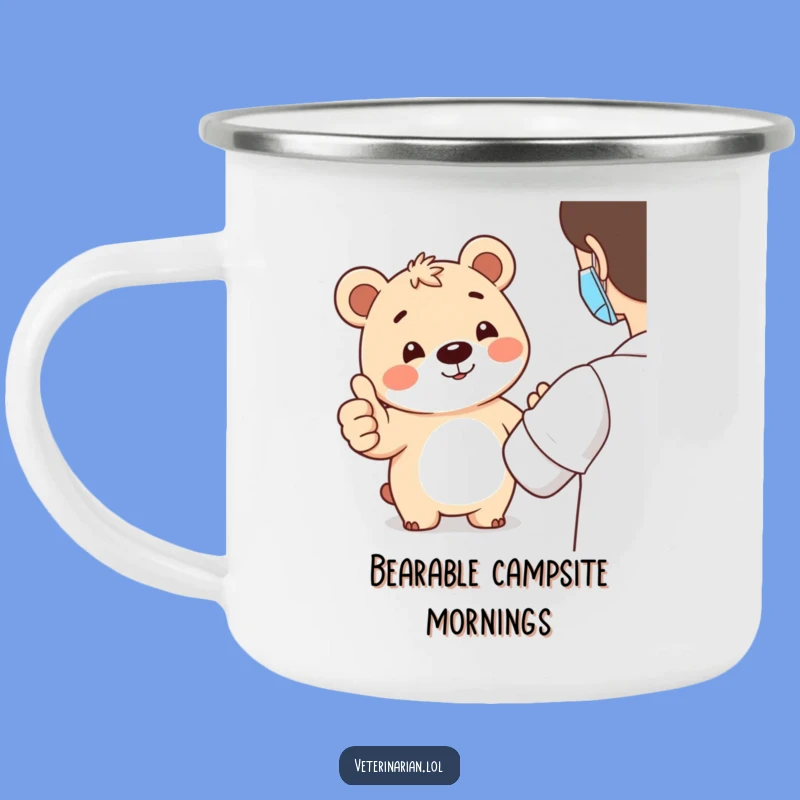 Funny Bear Thumbs-Up Camping Mug: Your Cheerful Companion for Outdoor Positivity