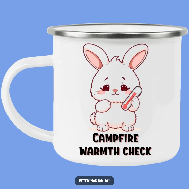 Funny Bunny Thermometer Camping Mug: Enjoy Drinks with This Concerned but Happy Bunny!