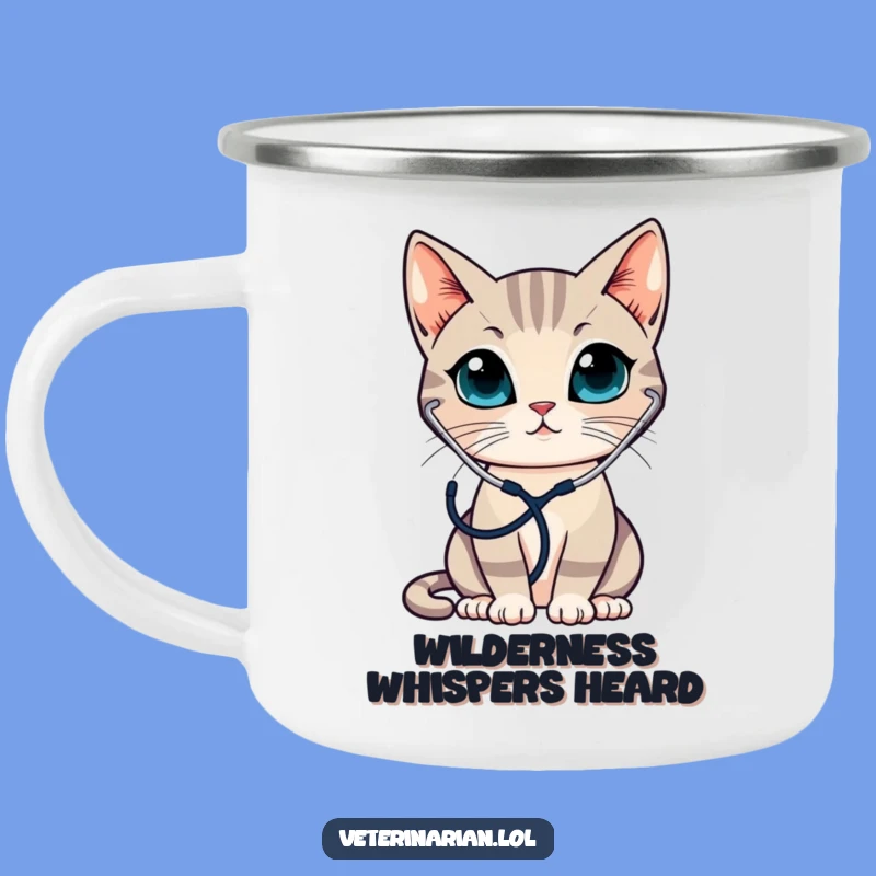 Durable Funny Cat Doctor Camping Mug - Outdoor Listening Fun Gift
