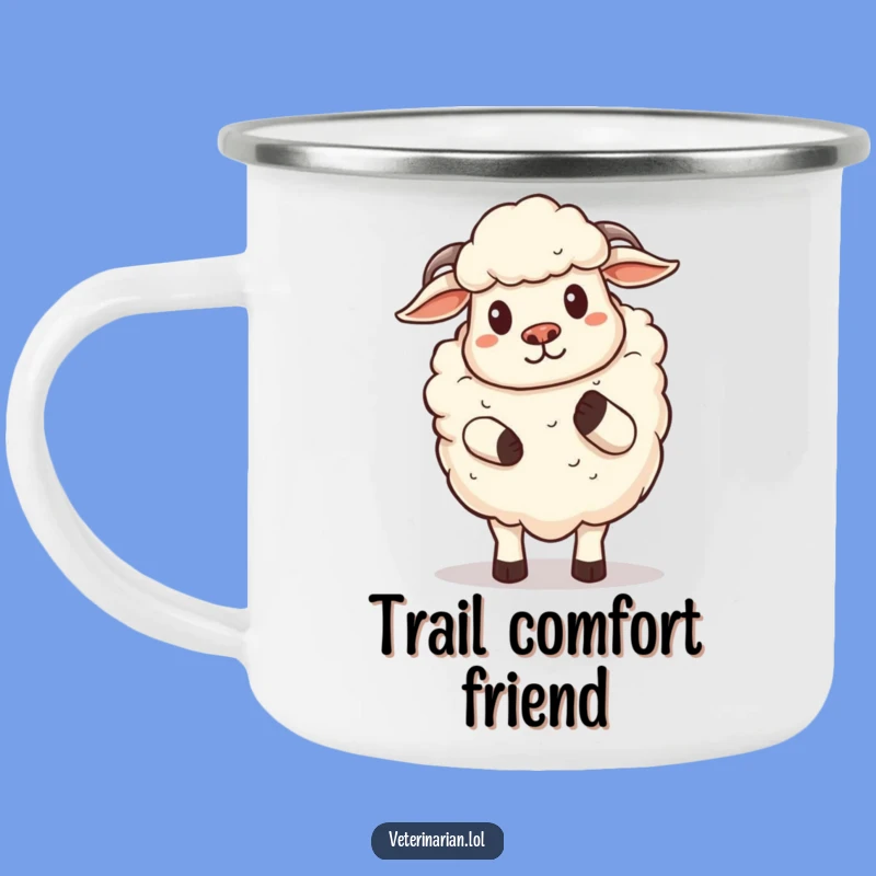 Funny Sheep Camping Mug: Proud Cartoon Sheep Comforting Pat, Outdoor Funny Gift