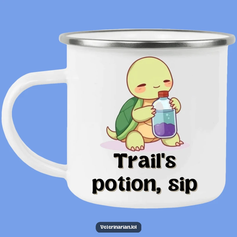 Durable Funny Turtle Potion Camping Mug: Sip Calmness Outdoors
