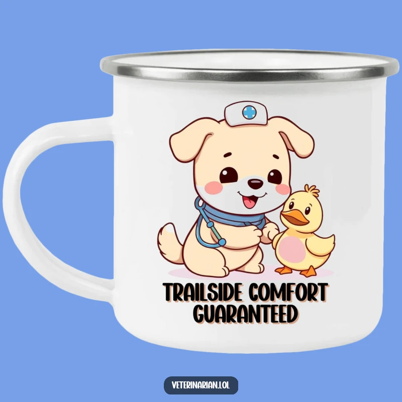 Funny Dog Vet Camping Mug: Caring Canine & Duck Adventures, Gift