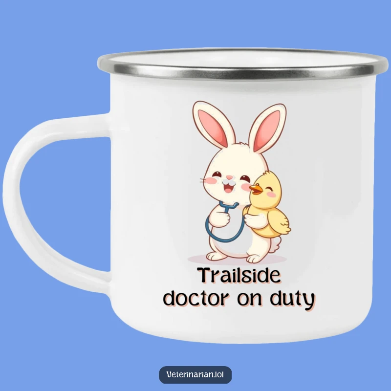 Funny Bunny Vet Camping Mug: Adventure-Ready Humor for Your Outdoor Brews