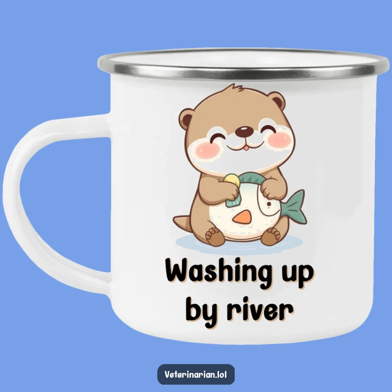 Funny Otter Cleaning Camping Mug: Adventure & Cleanliness