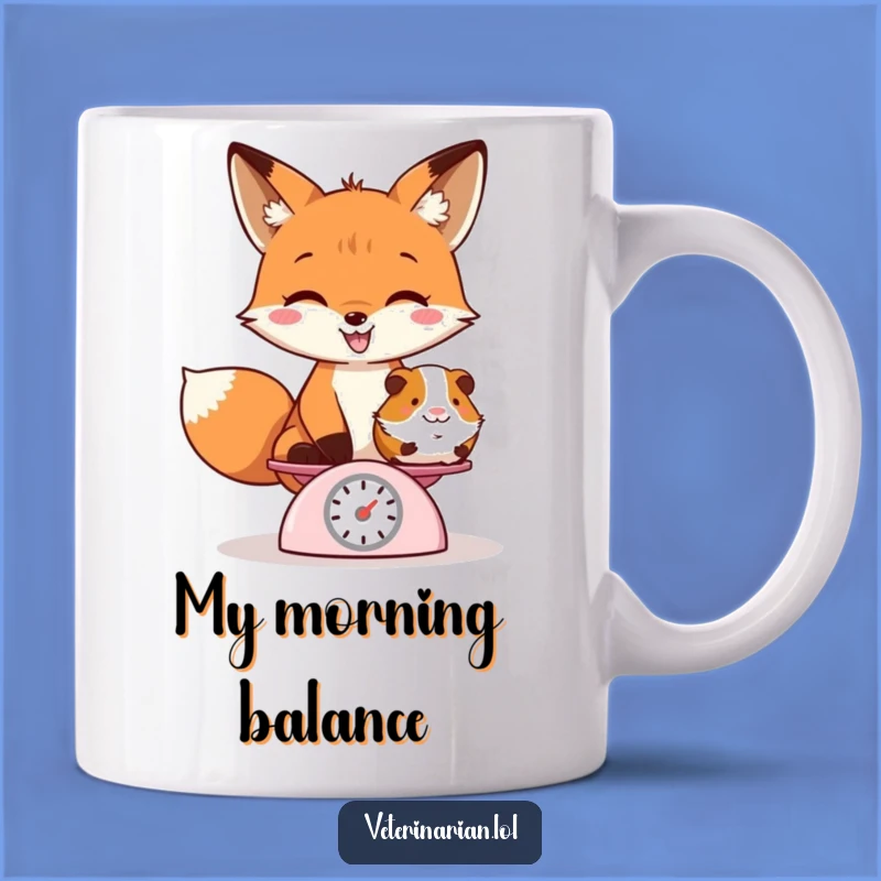 Funny Fox Weighing Guinea Pig Mug - Whimsical Animal Fun, Perfect Quirky Funny Gift