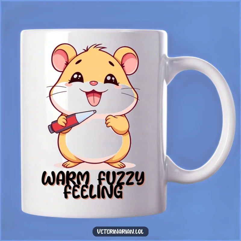 Funny Hamster Fever Mug: Beaming Cartoon Hamster Feeling Ill, Perfect Funny Gift