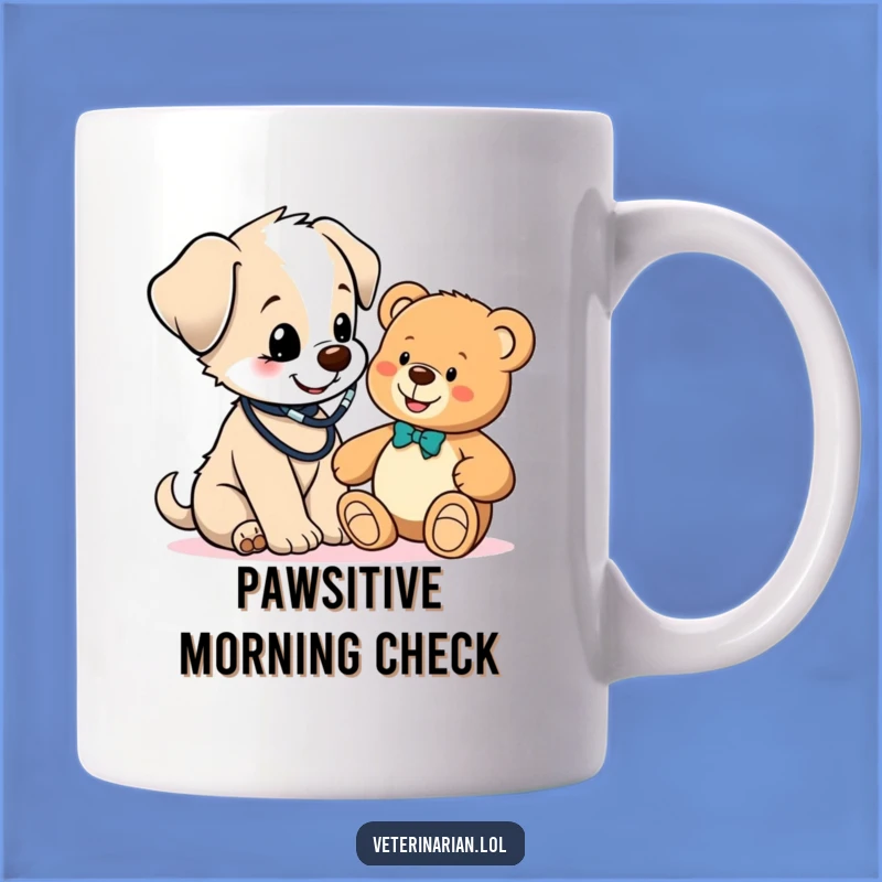 Funny Puppy Vet Mug: Adorable Doctor Puppy Checks Teddy Bear, A Hilarious Gift!