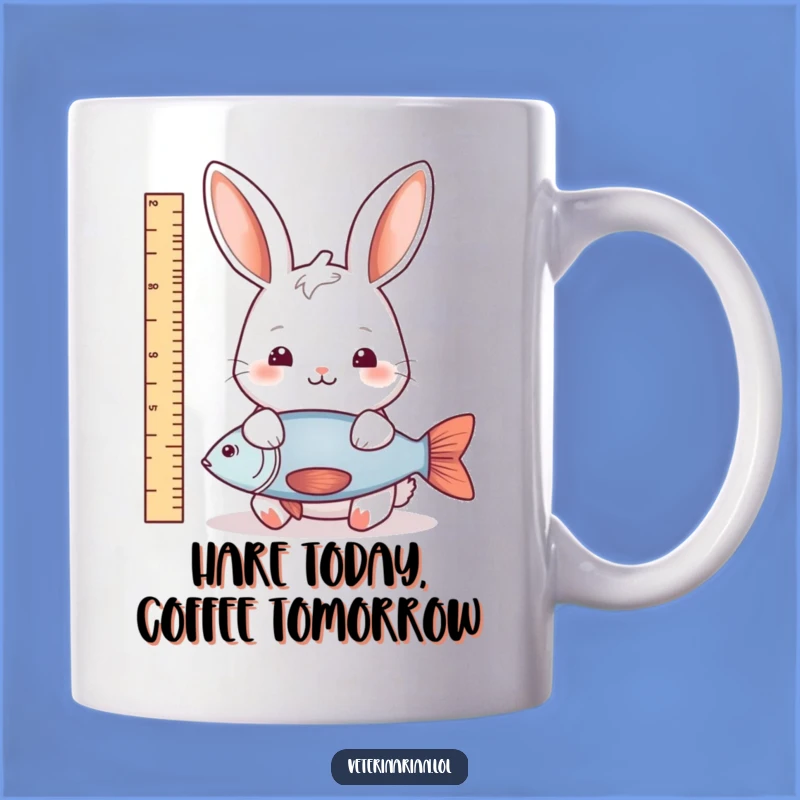 Funny Rabbit Fish Measure Mug: Whimsical Humor for Anglers and Animal Lovers