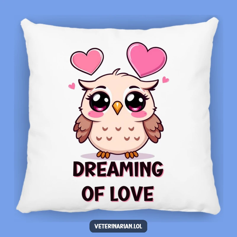 Funny Owl Pillow: Surprised Cartoon Owl Heart Icon, Soft Funny Gift