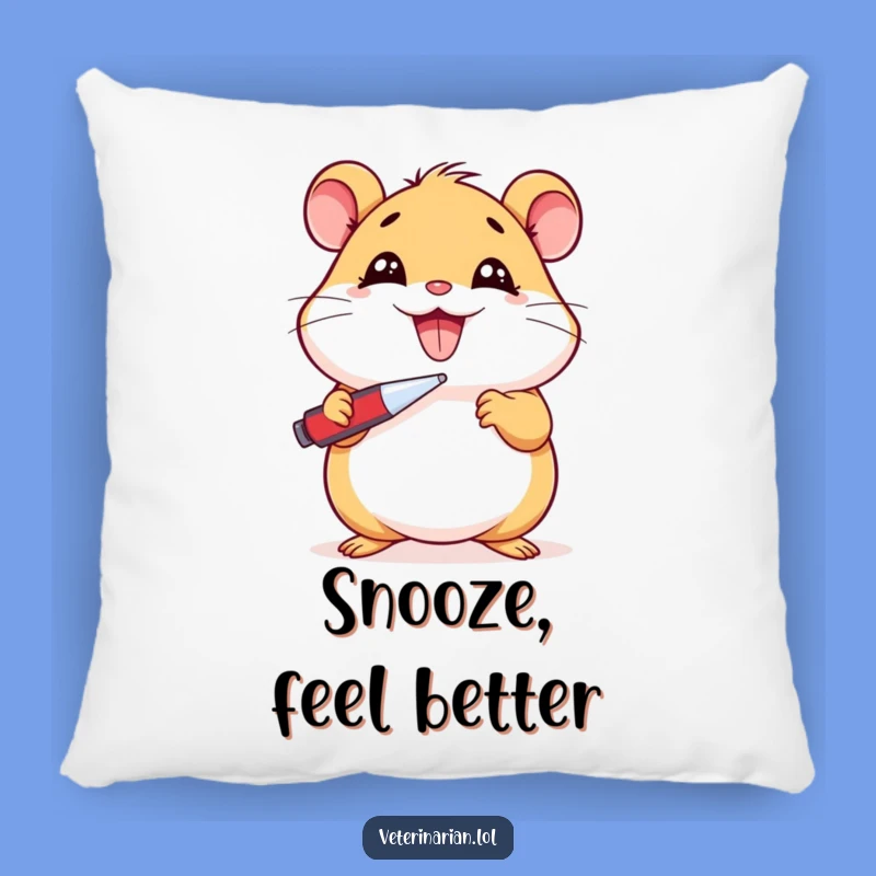 Funny Hamster Pillow: Beaming Cartoon Hamster Feeling Feverish, Soft Funny Gift