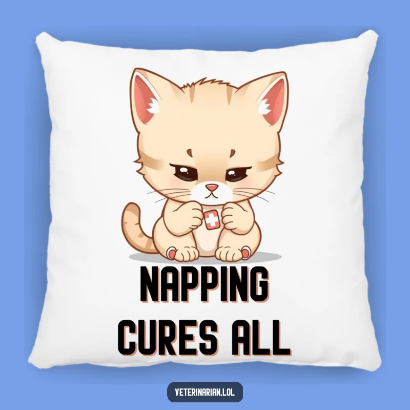 Funny Kitten Doctor Pillow - Cozy Caring Cat Cushion Gift