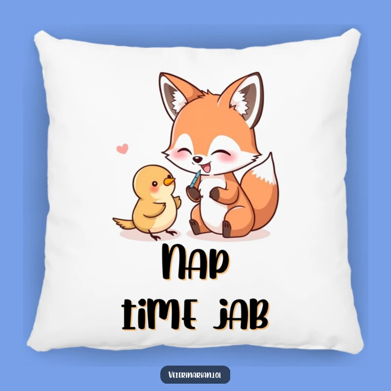 Funny Fox & Bird Shot Pillow - Cozy Giggles & Quirky Comfort