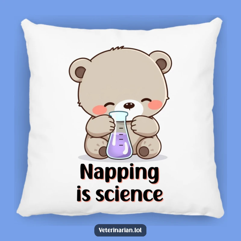 Funny Bear Cub Science Pillow: Cozy Comfort with Hilarious Lab-Themed Decor