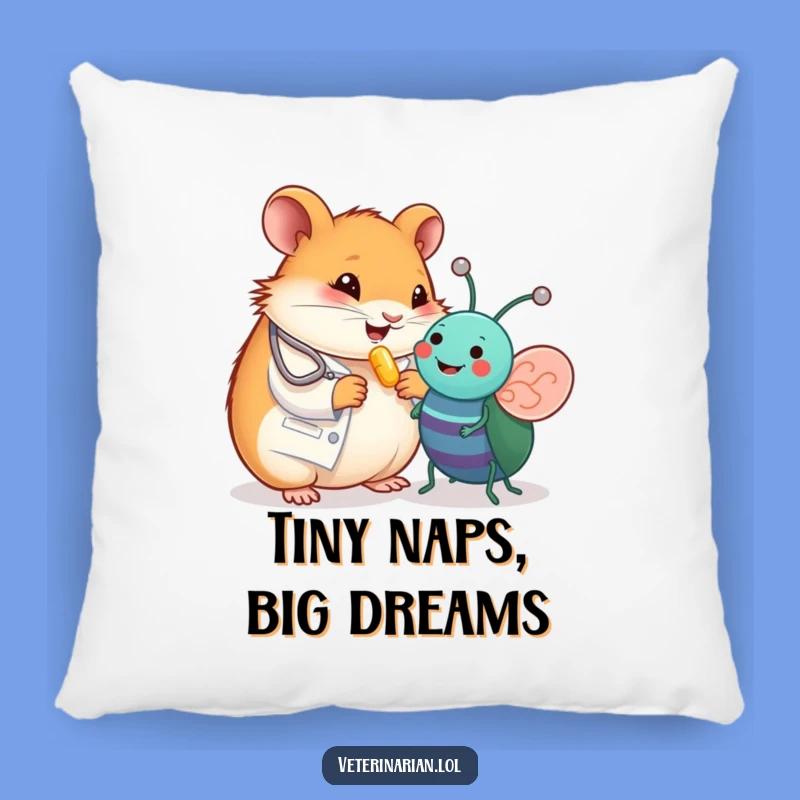 Funny Hamster Vet Pillow - Cozy Comfort with Tiny Vitamin Cheer!