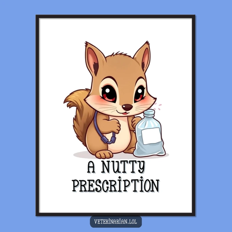 Funny Squirrel Vet Digital Print - Curious Medicine Art for Wise Spaces!