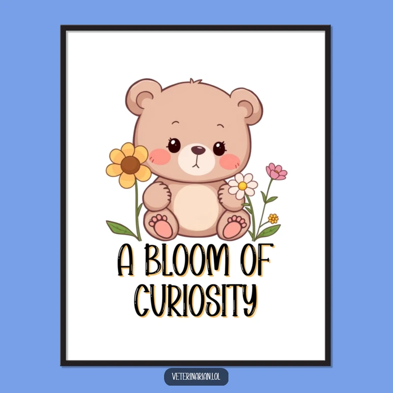 Funny Bear Digital Art: Gentle Curiosity Print for Instant Nature Charm