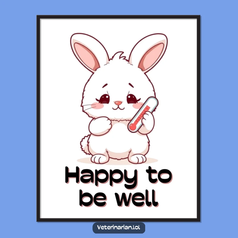 Funny Bunny Thermometer Digital Art: Instant Download of Concerned but Happy Bunny!