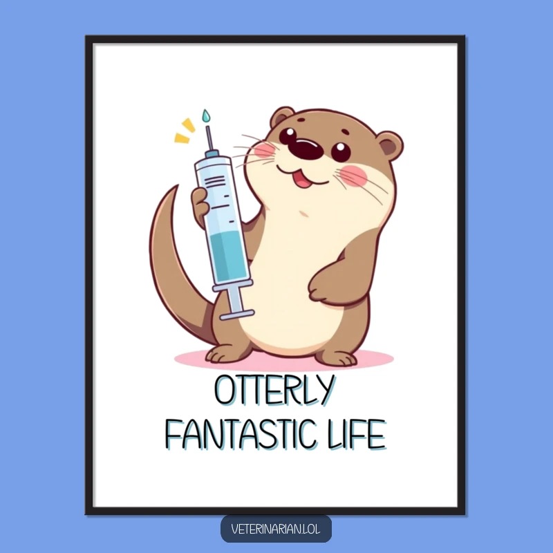 Funny Otter High-Five Digital Print: Playful otter art, instant funny gift for walls.