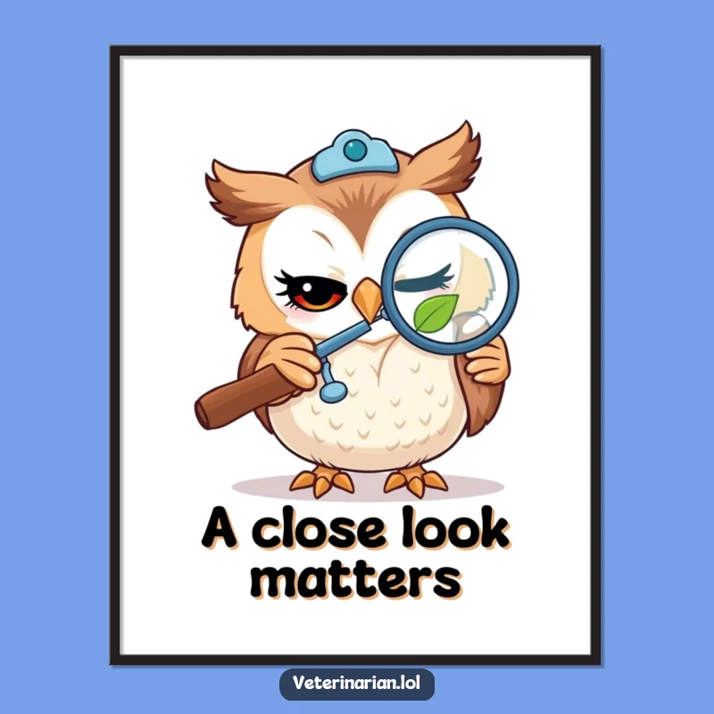 Funny Owl Vet Digital Print - Curious Leaf Art for Wise Spaces!