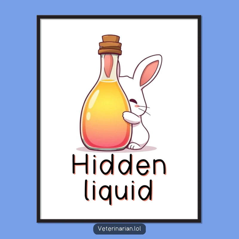 Funny Shy Rabbit Potion Digital Art: Instant Whimsical Decor for a Magical Space