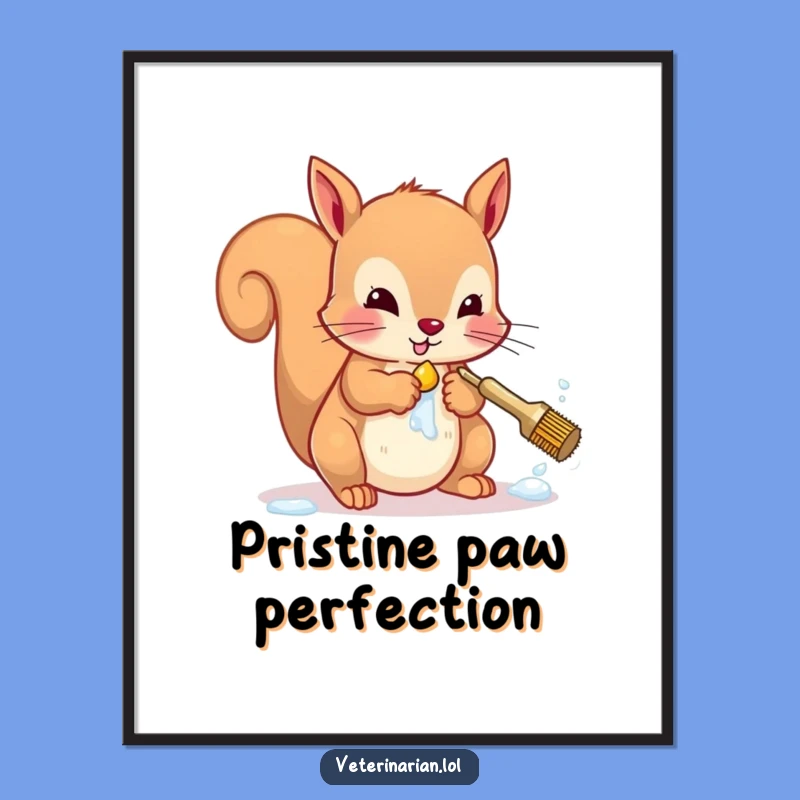 Funny Squirrel Digital Art: Vibrant Hygiene Humor for Your Walls