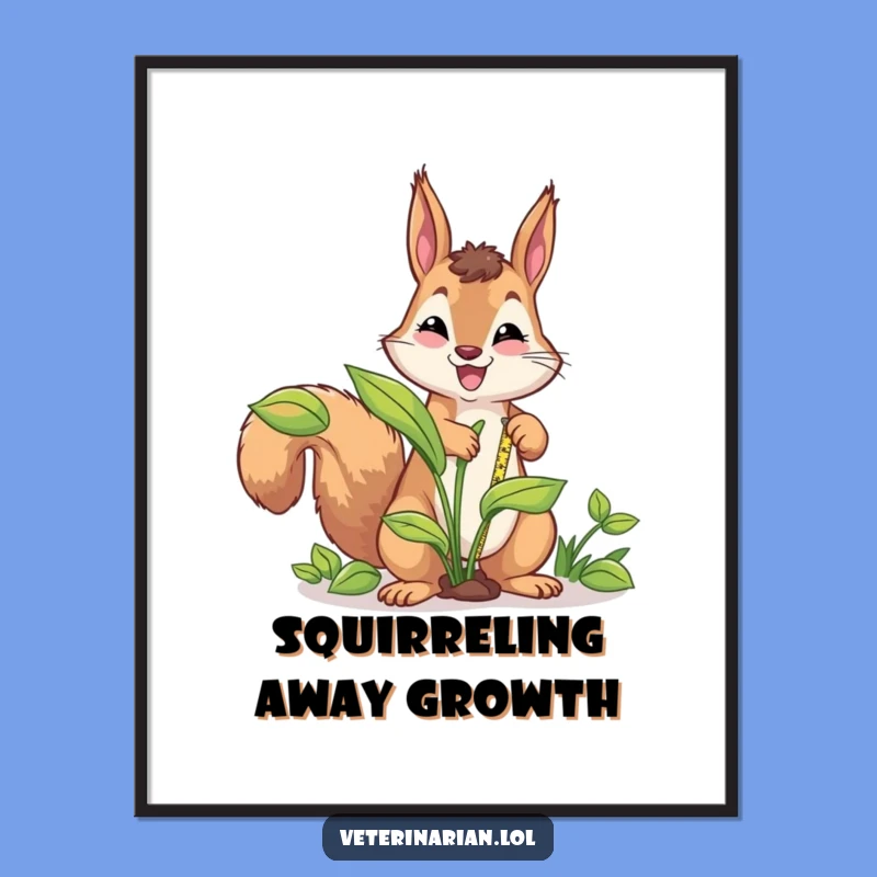 Funny Squirrel Gardener Digital Art: Instant Download of Energetic Squirrel!