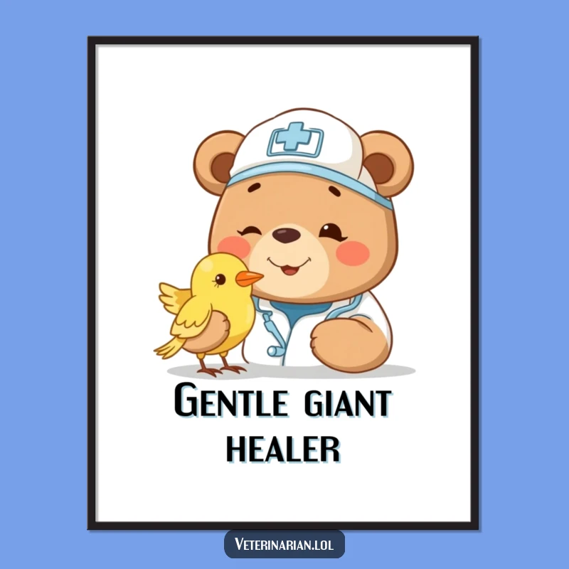 Funny Bear Vet Digital Art: Instant Wholesomeness for Wall Decor
