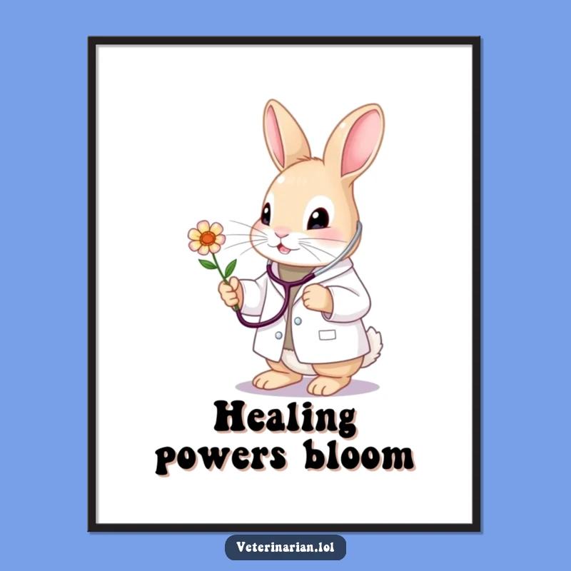 Funny Bunny Vet Digital Art: Instant Cuteness for Wall Decor