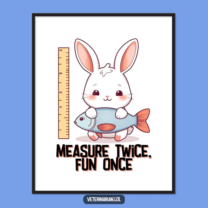 Funny Rabbit Fish Measure Digital Art: Instant Natural Decor for Your Walls