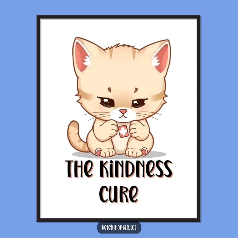 Funny Kitten Doctor Digital Art - Caring Cat Wall Decor Gift