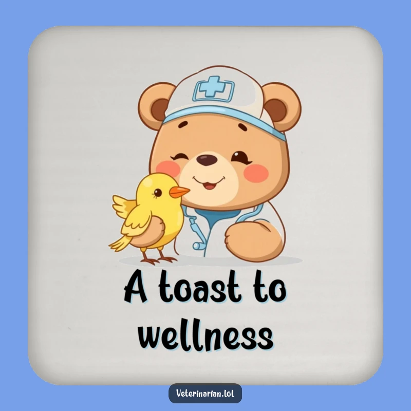 Funny Bear Vet Drink Coasters: Protect Surfaces with Gentle Charm