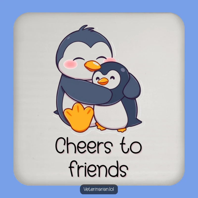 Funny Penguin Hug Coaster Set: Protect Tables with Cuteness
