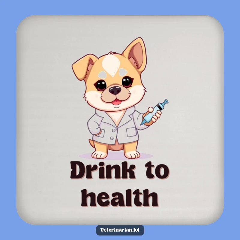 Funny Brave Dog Vet Coaster Set: Protect Surfaces with Heroism