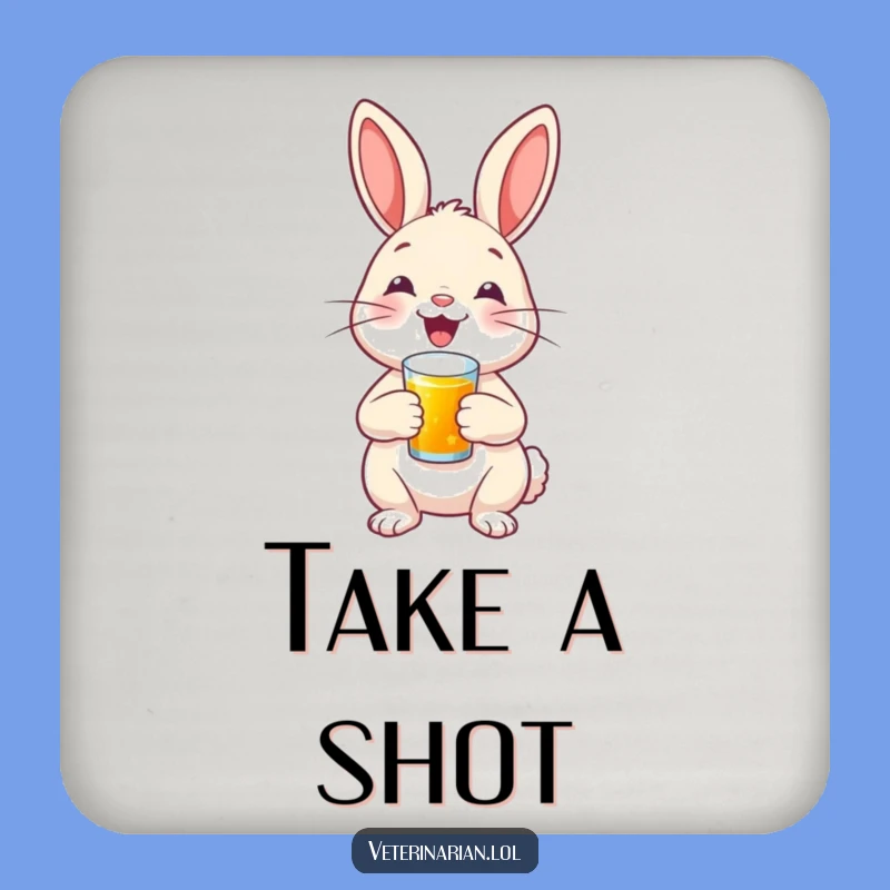 Funny Bunny Nurse Shot Coaster - Proud Rabbit Protection