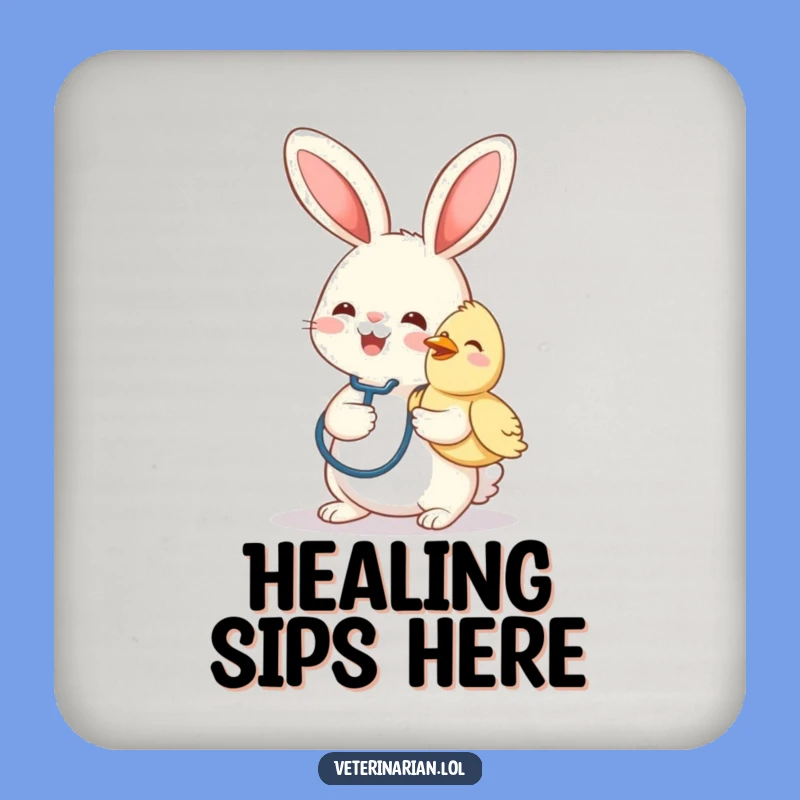 Funny Bunny Vet Coaster: Protect Surfaces with Adorable Animal Humor