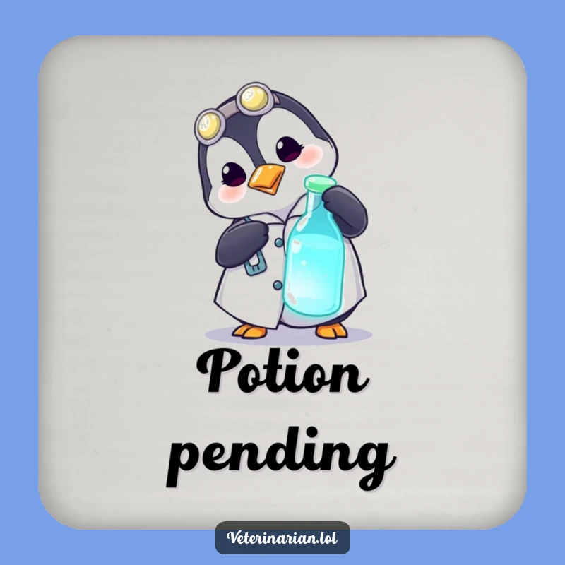 Funny Penguin Lab Coaster - Protect Surfaces with Science Gift