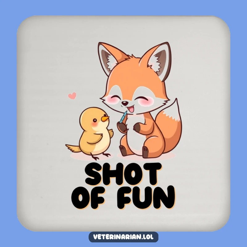Funny Fox & Bird Shot Drink Coaster - Protect Surfaces with Giggles