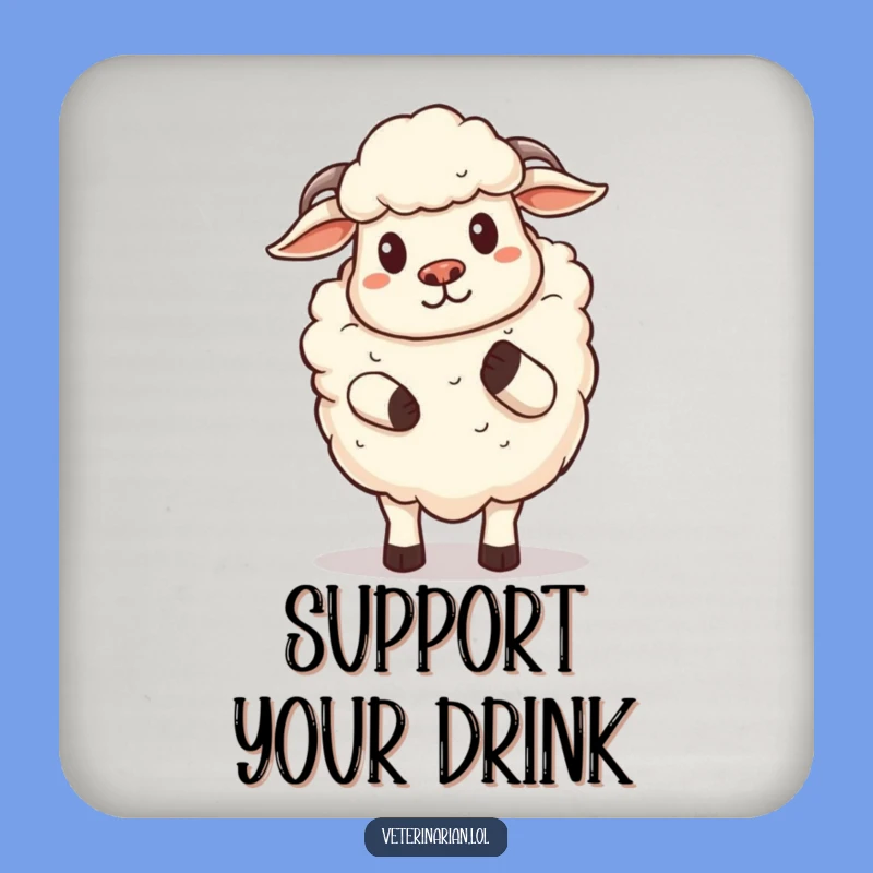 Funny Sheep Coaster: Proud Cartoon Sheep Comforting Pat, Protective Funny Gift