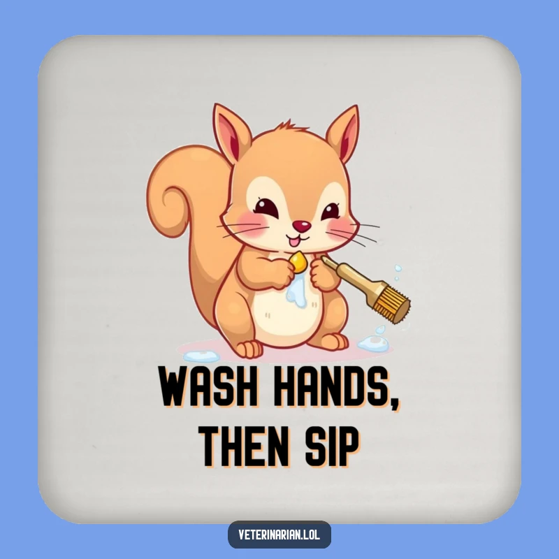 Funny Squirrel Coaster: Protect Surfaces with Hilarious Hygiene Art