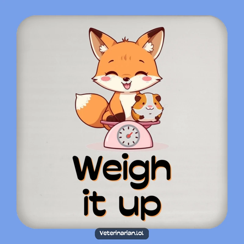 Funny Fox Weighing Guinea Pig Coaster - Protect Surfaces with Playful Style - A Quirky Funny Gift