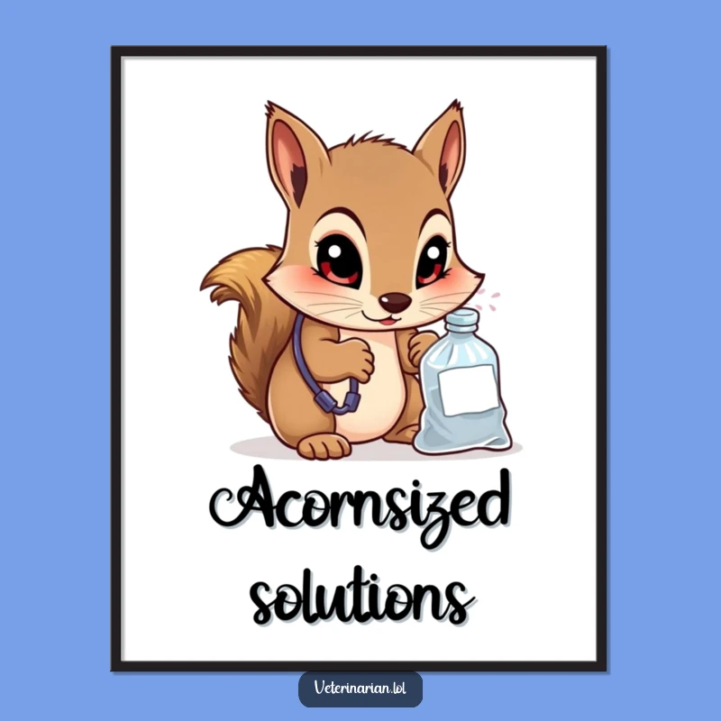 Funny Squirrel Vet Poster - Curious Medicine Art for Wise Walls!