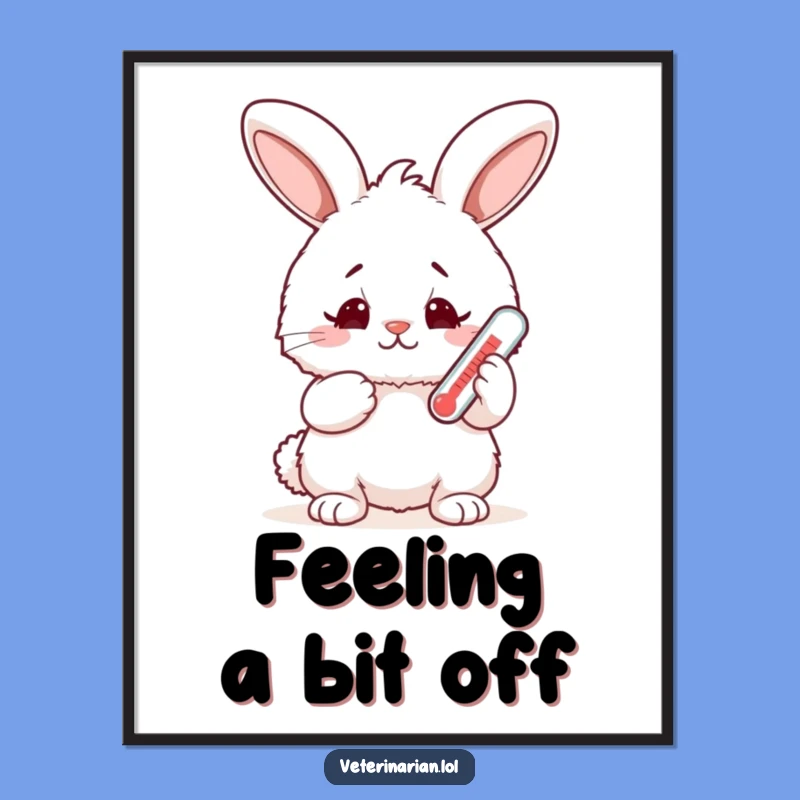 Funny Bunny Thermometer Poster: Adorable Concerned Bunny Art for a Cheerful Room!