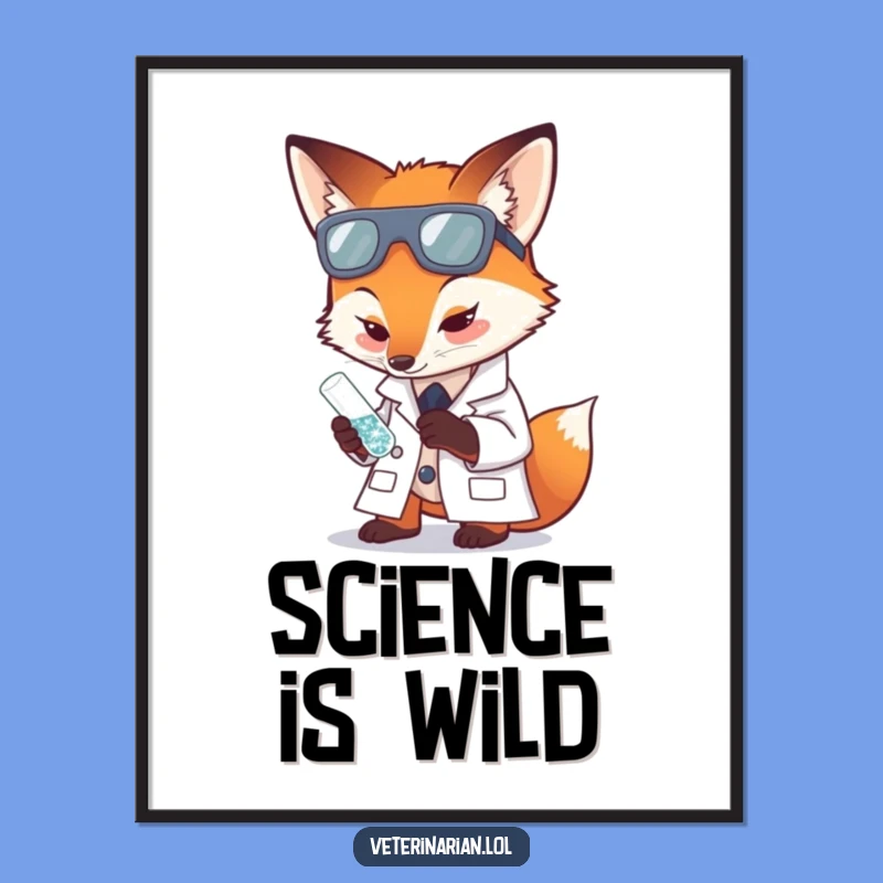 Funny Fox Scientist Poster: Hilarious Wall Art for Your Laboratory