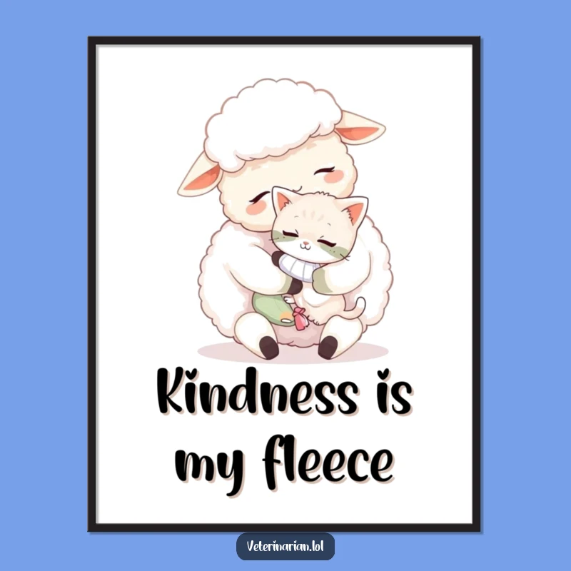Funny Sheep Kitten Poster: Adorable Affection Art Print, Sweet Decor