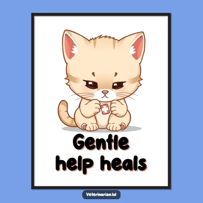 Funny Kitten Doctor Poster - Adorable Cat Art Print Gift
