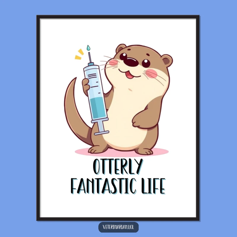 Funny Otter High-Five Poster: Playful otter art, a vibrant and funny gift for walls.